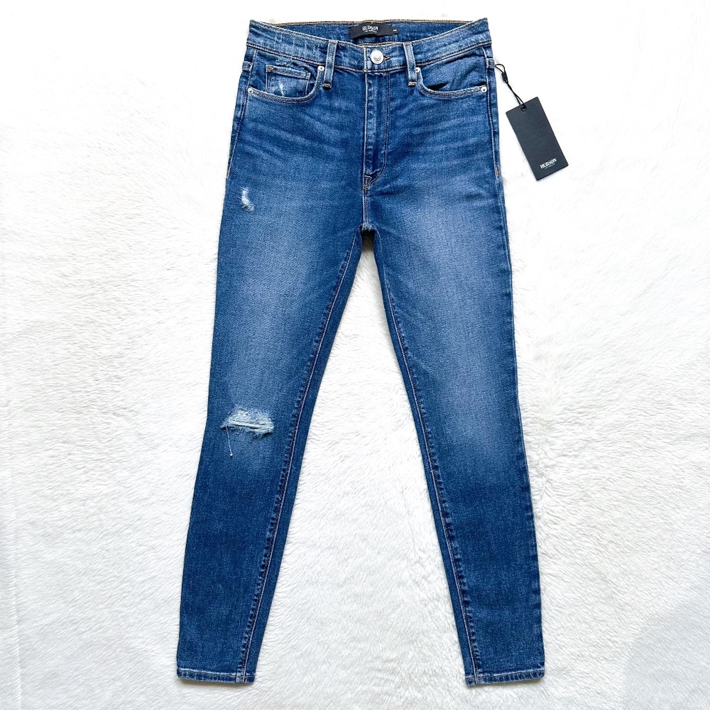 HUDSON Barbara High Waist Super Skinny Ankle Distressed Hot Stretch Jeans